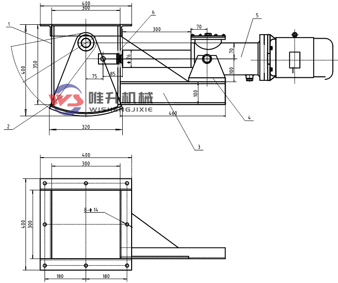 DSZ-30A電液動扇形閘門外形圖紙